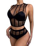 Buitifo Womens Lingerie Set Fishnet BabyDoll Bodysuit Sexy Nightwear (Black TST,One Size)