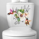 Birds Flowers Butterfly Toilet Seat Lid Stickers Self-Adhesive Bathroom Wall Sticker Toilet Seat Decals DIY Removable Waterproof Toilet Sticker for Bathroom Cistern Decor Decals,Toilet Accessories