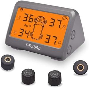 DEEWAZ RV Tire Pressure Monitoring System, Tire Pressure Monitor System with Solar, TPMS with 4 External Sensors, 0-116 PSI for Car RV SUV MPV Pickup Sedan Off-Road (Orange LCD Display)