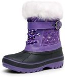 DREAM PAIRS Girls Boys Snow Boots Waterproof Outdoor Warm Cozy Anti-Slip Mid Calf Faux Fur Lining Winter Shoes for Little/Big Kids,Size 1 Little Kid,Purple,KRIVER-3