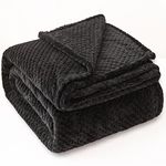 GLS Home Luxury Throw Blanket King Size Waffle Honey Comb Throw Blanket Super Soft Lightweight Warm Cosy Fleece Throws for Couch Bedspread Travel Sofa Throw Blanket (Black, King - 200x240cm)