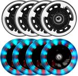 8 Pack Light Up Inline Skate Wheels Replacement 64mm 72mm 76mm 80mm Inline Wheels with ABEC-9 Bearing for Blades Roller Hockey Lighting Skate inline Wheels - 85A Rebound for Indoor & Outdoor