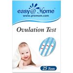 Easy@Home 25 Ovulation Test Strips, Ovulation Predictor Kit, Powered by Premom Ovulation Predictor iOS and Android App, 25 LH Strips