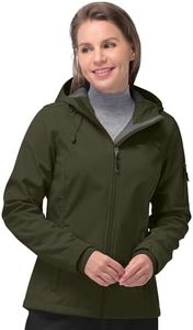 33,000ft Women's Softshell Jacket, Fleece Lined Warm Jacket Light Hooded Windproof Coat for Outdoor Hiking