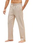 COOFANDY Men’s Yoga Pants Casual Drawstring Jogger Sweatpants Open Bottom Track Pants, Champagne, X-Large