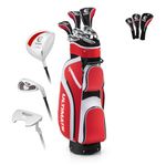 ULTIMATE Women's Complete Golf Club Set, Right Handed Ladies Golf Clubs Set w/ 460cc Alloy #1 Driver, #3 Fairway Wood, #4 Hybrid, #6/#7/#8/#9/#P Irons & Putter (Red w/Bag)