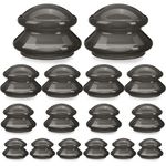Geiserailie 16 Pcs 4 Sizes Cupping Therapy Set Silicone Cupping Massage Cups Professional Chinese Cupping Therapy Cup Vacuum for Cellulite Reduction Body Myofascial Muscle Nerve (Onyx)