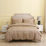 THE MYSTIC LOOM 4 PCS 100% Organic Bamboo Bedding Set - Duvet Cover, 17" Fitted Sheet & Pillowcases | 400 TC Bamboo Fabric, Luxury Hotel Quality | Super Soft & Breathable (Sand, Double)
