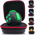 PILPOC theFube Fidget Cube - Deluxe Authentic Fidget Toys for Adults & Kids - Premium Protective Case, Stress Cube, Anxiety Toys, ADHD, OCD, Autism. Quiet Sides & Fidget Clicker Toy (Black & Green)