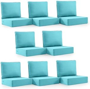 Outdoor Cushion Set for Furniture patio furniture,UV Resistant,Waterproof outdoor cushion set - 6 Inch thick foam garden cushions– 24x24 Inch Patio Seat Covers for Chair/Sofa/Couch | Light blue 8-pack