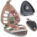 XTON Guitar Picks Holder for Acoustic Electric Guitar, Variety Pack Picks Storage Pouch Box, PU Leather Plectrums Bag with Lanyard, Gift for Guitar Players (Case Only)