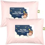 2-Pack Toddler Pillow - Soft Organic Cotton Toddler Pillows for Sleeping - Small Pillow for Kids - Kids Pillows for Sleeping - Kids Pillow for Travel, School, Nap, Age 2 to 5 (Mist Pink)