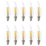 BELINGGO 10 Pack E14 LED Dimmable 4W Warm White 2700K, C35 Bent Tip Flame Shape, Vintage Led Chandelier Light Bulbs, 40w Candelabra Halogen Bulb, LED Candle Filament Bulb Light