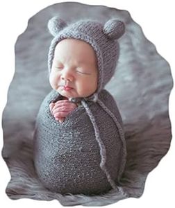 Vemonllas Newborn Baby Photography Props Outfits Hat Long Ripple Wrap Set for Boys Girls Photography Grey