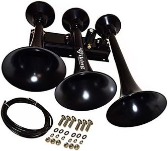 Viking Horns V311-1B All Metal Black 3 Trumpet Loud 152 Decibels Train Horn with 12 Volt Electric Air Valve Solenoid and Air Hose