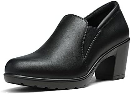 DREAM PAIRS Women's Low Chunky Block Heels Pumps Comfortable Slip-on Heeled Loafers Dress Work Shoes for Office Business,Size 8,Black,DPU214