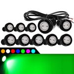 10pcs 9W 18mm Eagle Eye LED Light DRL Fog Light Motorcycle Light Daytime Running Lights DRL Tail Backup Light Car Motor Marker Lights(Green)