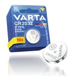 VARTA Batteries Electronics CR2032 Lithium button cell 3V battery 10-pack, Button cells in original blister pack of 1