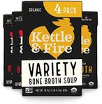 Kettle and Fire Classic Beef and Classic Chicken Beef Bone Broth Variety Pack, Keto, Paleo, and Whole 30 Approved, Gluten Free, High in Protein and Collagen, 4 Pack