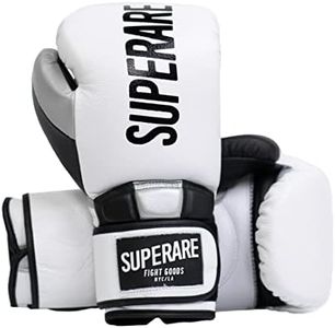 Superare Supergel Pro Boxing Gloves with Strap Closure Hook and Loop for Boxing, Sparring, Training, Kickboxing, and Bag Work, Sleek MMA Gloves, Black and White Design (White & Black, 12 oz)