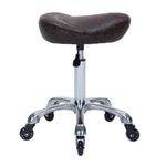 Whiterye Saddle Stool PU Leather Rolling Stool Adjustable Height Stool with Mute Wheels Swivel Saddle Chair Ergonomic Stool for Clinic Dentist Massage Salon Spa Tattoo Office (Brown).