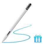 HOU Pencil for iPad Air 13/11 2024, Quick Undo & Eraser, Hidden Charging Port, Compatible with iPad 10/9/8/7/6, Air 13''/11''/5/4/3, Pro 12.9'' 6/5/4/3, Mini 6/5[2 Tip Replace][Tilt Sensitivity]