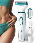 Caresmith Bloom 4 in 1 Face & Body Hair Trimmer for Women | 3 Heads- Body Trimmer & Shaver, Face Trimmer & Eyebrow Trimmer | Rechargeable | Hair Removal Machine for Women, Green