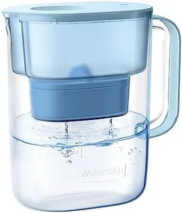 Waterdrop Alkaline Lucid 10-Cup Large Water Filter Pitcher with 1 Filter, Healthy, Improved Coffee Taste, Clean & Toxin-Free Mineralized Alkaline Water (100 Gallons), Up to PH 9.5, BPA Free, Blue