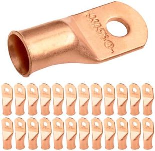 SELTERM 25pcs 3/0 AWG 5/16" Stud Battery Lugs, Ring Terminals, Heavy Duty Copper Wire Lugs, Battery Cable Ends, 000 Gauge Ring Terminal Connectors, UL Bare Copper Eyelets Electrical Battery Cable Lugs