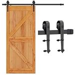 Yaheetech 6FT/183cm Sliding Barn Wood Door Hardware Black Retro Style Closet Set for Single Wooden Door Interior Doors Black