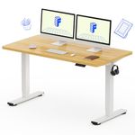FLEXISPOT EN1 One-Piece Standing Desk 55 x 28 Inch Electric Adjustable Height Desk for Home Office and Computer Workstation (White Frame + 55" Maple Top, 2 Packages)