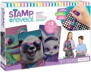 Make It Real Stamp to Reveal DIY Dot Posters, 1 Stamper per kit & 3 Dot Posters |Craft Kit, Artwork Activity, Girls & Kids Ages 6 Bunny, Frog, Panda