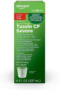 Amazon Basic Care Tussin Severe CF Max Syrup, Multi-Symptom Cough, Cold and Flu Liquid Medicine, Non-Drowsy, Relieves Cough, Sore Throat, Body Aches, Fever, Nasal and Chest Congestion, 8 fl oz