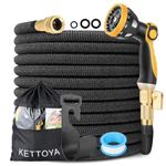 KETTOYA 100FT Expandable Garden Hose, Flexible Hose Pipe with Pro 10-Pattern Nozzle, Leak-Proof Heavy-Duty Water Hose, 4-Layer Latex Core, Durable 3750D Plus, Male Thread Valve Connector, Kink-Free