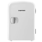 Chefman Iceman White Portable Mini Fridge, Cools & Warms, Lightweight Fridge With 4 Litre, 6 Can Storage for Cosmetics, Snacks, Makeup, AC/DC Power, Home/Car/Bedroom
