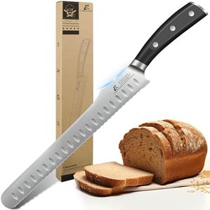 CoquusAid Bread Knife for Homemade Bread, 10.6 Inch Multifunction Serrated Knife, Razor Sharp Slicer, Forged High Carbon German Steel, Full Tang Ergonomic Handle Design for Sourdough Turkey Fruit