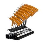 MichaelPro MP001044 8-Piece Two Way T-Handle Ball End Allen Wrench Set, T Handle Allen Key Set, T Bar Allen Keys Set, T Key, Allan Keys, Hex Keys Set with Convenient Storage Stand (Metric, Yellow)