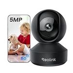 Reolink WiFi Security Camera Indoor 5MP Pan Tilt, Person/Pet Tracking, Crying Detection for Baby monitor, 3K Night Vision, 2.4/5GHz Wi-Fi Pet Camers Plug-In, Two-Way Audio, E1 Pro Black