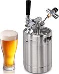 NutriChef PKBRTP50.9 Homebrew Mini Stainless Steel CO2 Home Keg Dispenser System (64 oz.), One Size, Black