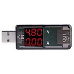 USB Voltage Tester, Akozon 3.2-10V 0-3A Color LCD USB Tester Voltmeter Ammeter Current Meter 0.01 Accuracy Multimeter Charger (Black)