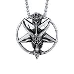 Inverted Pentagram Necklace, Stainless Steel Vintage Church of Satan Jewelry Baphomet Goat Head Pendant for Men Women