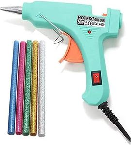 FEWORLD 20 WATT 7 mm Hot Melt Glue Gun with ON Off Switch and LED Indicator with 5 Glitter Color Glue Sticks