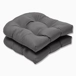 Pillow Perfect Indoor/Outdoor Wicker Seat Cushion (Set of 2) with Sunbrella Canvas Charcoal Fabric, 19 in. L X 19 in. W X 5 in. D