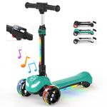 3 Wheel Kids Scooter Ages 3-12, iHoverboard B2 Electric Scooter for Kids with LCD Display, Bluetooth Speaker, Various LED lights & 3 Adjustable Heights, Foldable Toddler E-Scooter, Gift for Kids