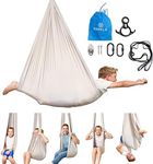 Harkla Sensory Swing for Kids & Adults - Holds 300lbs, Indoor Outdoor Sensory Swing for Hug Like Calming Effect - Double Layered Soft Fabric and Heavy Duty Hardware (Grey, 110" Swing)