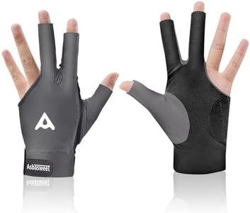 AsbaSweet 3-Finger Billiard Gloves for Left Hand, Anti-Slip Silicone Grip, Breathable Lycra & Double-Stitched Design, Comfortable Snooker & Cue Sport Gloves for Men & Women(Grey)