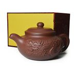 Yxhupot Teapot 8.6oz Chinese Dragon Yixing Clay Zisha Classics Pot Genuine Black Infusers Tea (Red dragon)