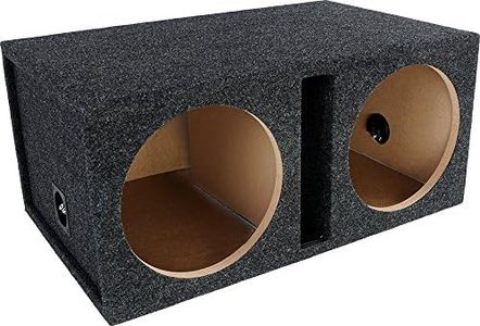 ATREND Dual Vented 12 Inch Subwoofer Enclosure - SPL Tuned Car Subwoofer Boxes & Enclosures - Premium Subwoofer Box Improves Audio Quality, Sound & Bass - Nickel Finish Subwoofer Terminals - Charcoal