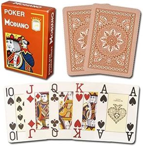 Modiano Playing Cards 487 Poker Cristallo 4 Index Brown