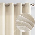 JINCHAN Curtains Linen Textured Casual Weave Curtain for Living Room Grommet Top Light Filtering Window Drapes Panels for Bedroom Beige 2 Panels Curtains,Each W127cm X D228cm